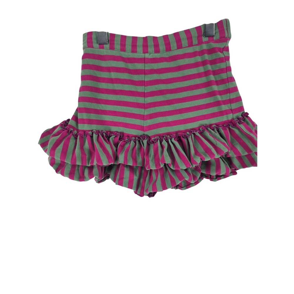 Mustard Pie Kid Girls Ruffle Shorts 8 Green Pink Striped Boho Gypsy Pull On